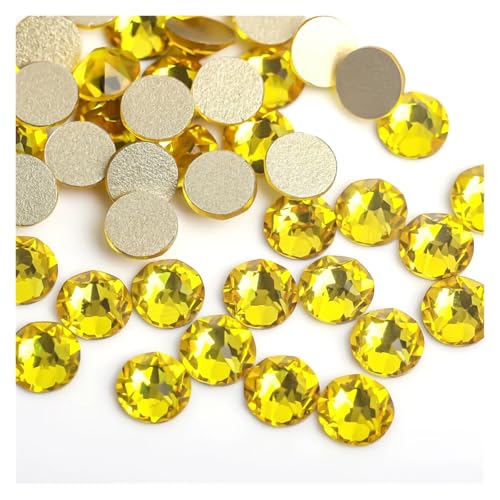 SQING 8 große + 8 kleine 1440 Stück bunte Nail-Art-Strass-Dekorationen, glitzernde Diamant-Strasssteine ​​mit flacher Rückseite, nicht Hotfix(Citrine,SS16-1440pcs) von SQING