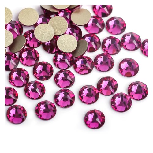 SQING 8 große + 8 kleine 1440 Stück bunte Nail-Art-Strass-Dekorationen, glitzernde Diamant-Strasssteine ​​mit flacher Rückseite, nicht Hotfix(Fuchsia,SS16-1440pcs) von SQING