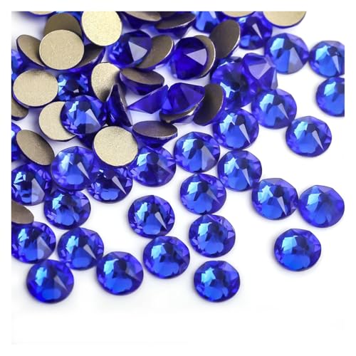 SQING 8 große + 8 kleine 1440 Stück bunte Nail-Art-Strass-Dekorationen, glitzernde Diamant-Strasssteine ​​mit flacher Rückseite, nicht Hotfix(Sapphire,SS16-1440pcs) von SQING