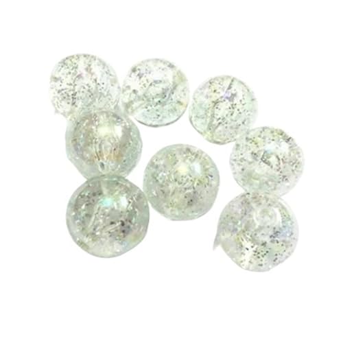 SQING 8mm/10mm/12mm/14mm/16mm/20mm Transparent AB mit glitzernden klobigen Perlen for modische Kinder-Halskette/Schmuck(Silver glitter,10mm 900pcs per bag) von SQING