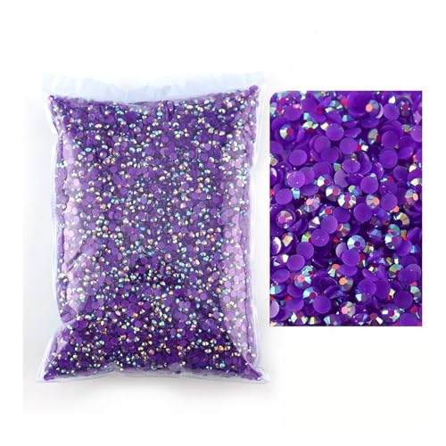 SQING Bulk Jelly Color AB Transparent AB 2mm, 3mm, 4mm, 5mm, 6mm Facetten FlatBack Resin Strass Nail Art Kleidungsstück Dekoration(Amethyst AB,2mm SS6-10000pcs) von SQING