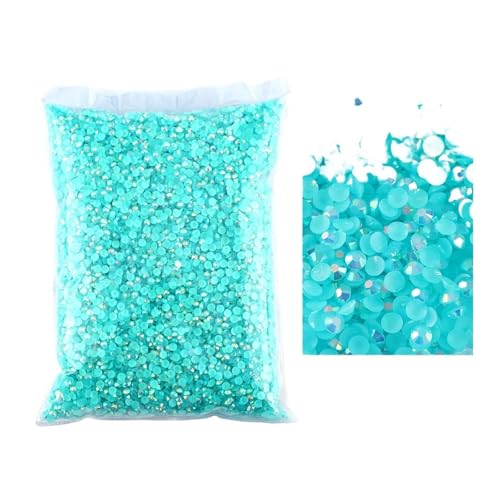 SQING Bulk Jelly Color AB Transparent AB 2mm, 3mm, 4mm, 5mm, 6mm Facetten FlatBack Resin Strass Nail Art Kleidungsstück Dekoration(Aquamarine AB,2mm SS6-10000pcs) von SQING