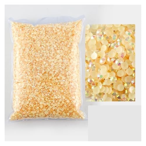 SQING Bulk Jelly Color AB Transparent AB 2mm, 3mm, 4mm, 5mm, 6mm Facetten FlatBack Resin Strass Nail Art Kleidungsstück Dekoration(Champagne AB,2mm SS6-10000pcs) von SQING