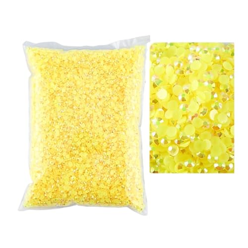 SQING Bulk Jelly Color AB Transparent AB 2mm, 3mm, 4mm, 5mm, 6mm Facetten FlatBack Resin Strass Nail Art Kleidungsstück Dekoration(Citrine AB,2mm SS6-10000pcs) von SQING