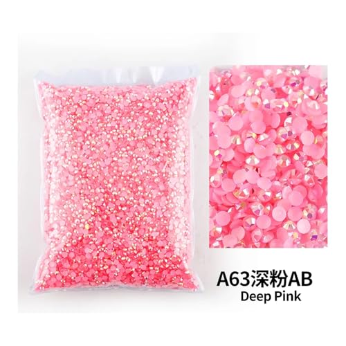 SQING Bulk Jelly Color AB Transparent AB 2mm, 3mm, 4mm, 5mm, 6mm Facetten FlatBack Resin Strass Nail Art Kleidungsstück Dekoration(Deep pink,2mm SS6-10000pcs) von SQING