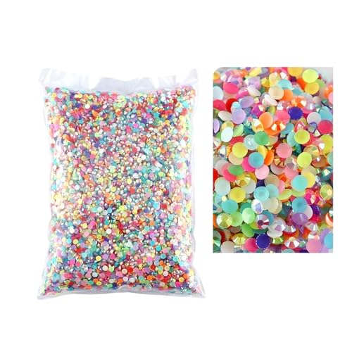 SQING Bulk Jelly Color AB Transparent AB 2mm, 3mm, 4mm, 5mm, 6mm Facetten FlatBack Resin Strass Nail Art Kleidungsstück Dekoration(Jelly AB,4mm SS16-5000pcs) von SQING