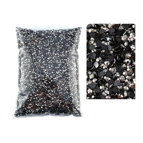 SQING Bulk Jelly Color AB Transparent AB 2mm, 3mm, 4mm, 5mm, 6mm Facetten FlatBack Resin Strass Nail Art Kleidungsstück Dekoration(Jet hematite,2mm SS6-10000pcs) von SQING