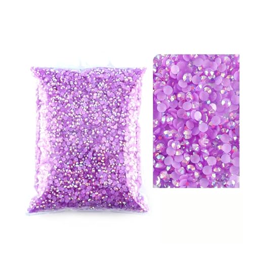 SQING Bulk Jelly Color AB Transparent AB 2mm, 3mm, 4mm, 5mm, 6mm Facetten FlatBack Resin Strass Nail Art Kleidungsstück Dekoration(Light amethyst AB,5mm SS20-3000pcs) von SQING