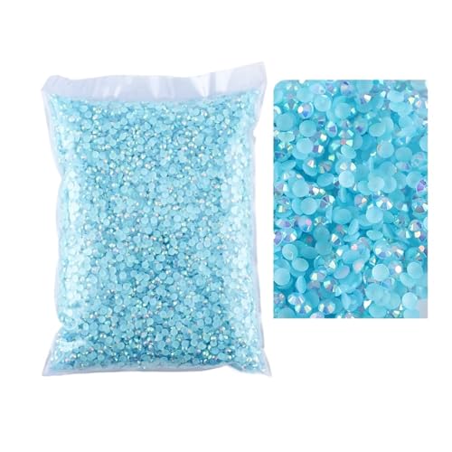 SQING Bulk Jelly Color AB Transparent AB 2mm, 3mm, 4mm, 5mm, 6mm Facetten FlatBack Resin Strass Nail Art Kleidungsstück Dekoration(Light blue AB,2mm SS6-10000pcs) von SQING