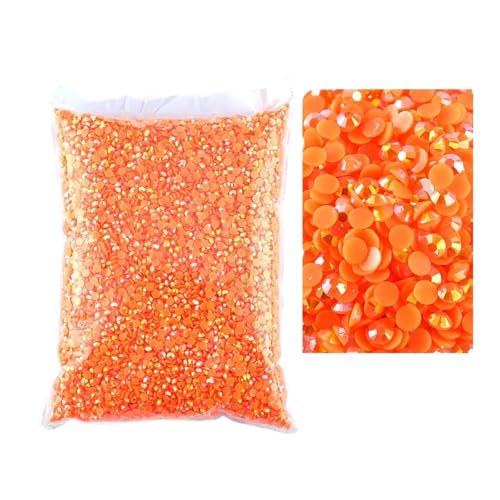 SQING Bulk Jelly Color AB Transparent AB 2mm, 3mm, 4mm, 5mm, 6mm Facetten FlatBack Resin Strass Nail Art Kleidungsstück Dekoration(Orange AB,3mm SS10-10000pcs) von SQING