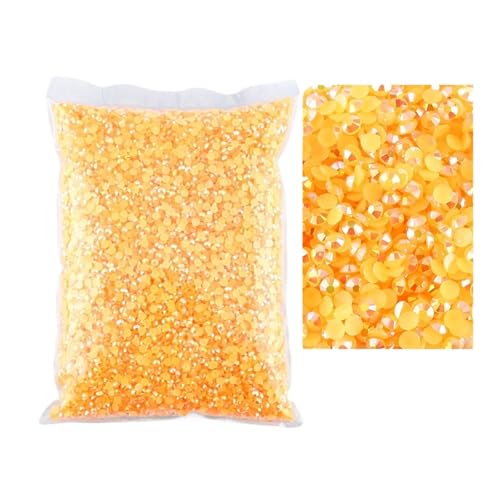 SQING Bulk Jelly Color AB Transparent AB 2mm, 3mm, 4mm, 5mm, 6mm Facetten FlatBack Resin Strass Nail Art Kleidungsstück Dekoration(Orange Red AB,3mm SS10-10000pcs) von SQING