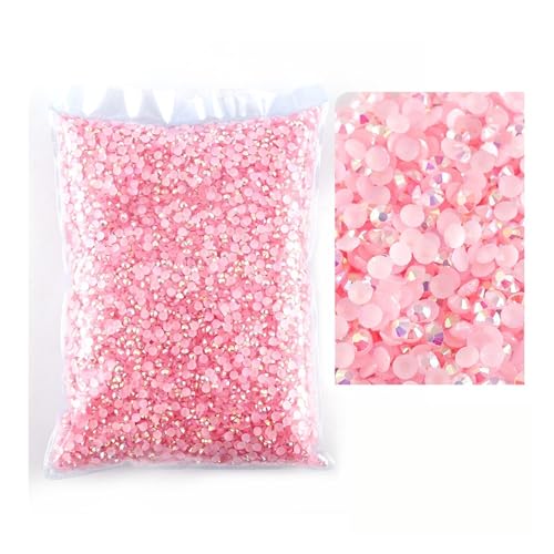 SQING Bulk Jelly Color AB Transparent AB 2mm, 3mm, 4mm, 5mm, 6mm Facetten FlatBack Resin Strass Nail Art Kleidungsstück Dekoration(Pink AB,2mm SS6-10000pcs) von SQING