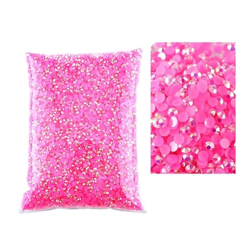 SQING Bulk Jelly Color AB Transparent AB 2mm, 3mm, 4mm, 5mm, 6mm Facetten FlatBack Resin Strass Nail Art Kleidungsstück Dekoration(Rose AB,5mm SS20-3000pcs) von SQING