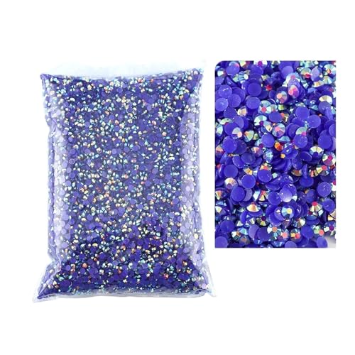 SQING Bulk Jelly Color AB Transparent AB 2mm, 3mm, 4mm, 5mm, 6mm Facetten FlatBack Resin Strass Nail Art Kleidungsstück Dekoration(Sapphire AB,3mm SS10-10000pcs) von SQING