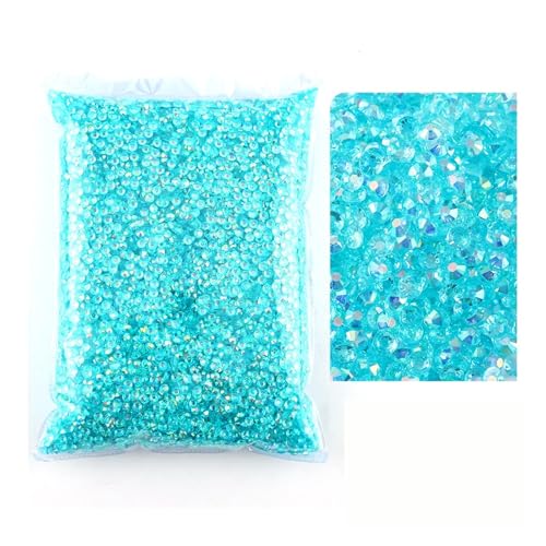 SQING Bulk Jelly Color AB Transparent AB 2mm, 3mm, 4mm, 5mm, 6mm Facetten FlatBack Resin Strass Nail Art Kleidungsstück Dekoration(Tm-Aquamarine,5mm SS20-3000pcs) von SQING