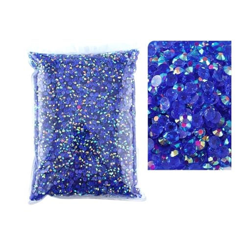 SQING Bulk Jelly Color AB Transparent AB 2mm, 3mm, 4mm, 5mm, 6mm Facetten FlatBack Resin Strass Nail Art Kleidungsstück Dekoration(Tm- Blue AB,3mm SS10-10000pcs) von SQING