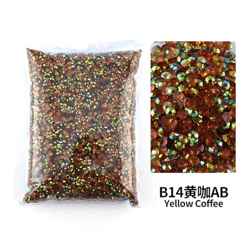 SQING Bulk Jelly Color AB Transparent AB 2mm, 3mm, 4mm, 5mm, 6mm Facetten FlatBack Resin Strass Nail Art Kleidungsstück Dekoration(Tm-Brown AB,2mm SS6-10000pcs) von SQING