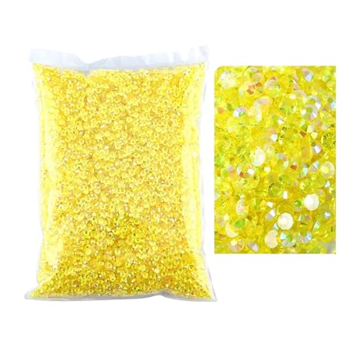 SQING Bulk Jelly Color AB Transparent AB 2mm, 3mm, 4mm, 5mm, 6mm Facetten FlatBack Resin Strass Nail Art Kleidungsstück Dekoration(Tm- Citrine AB,2mm SS6-10000pcs) von SQING