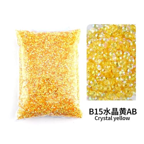 SQING Bulk Jelly Color AB Transparent AB 2mm, 3mm, 4mm, 5mm, 6mm Facetten FlatBack Resin Strass Nail Art Kleidungsstück Dekoration(Tm-Crystal Yellow,2mm SS6-10000pcs) von SQING