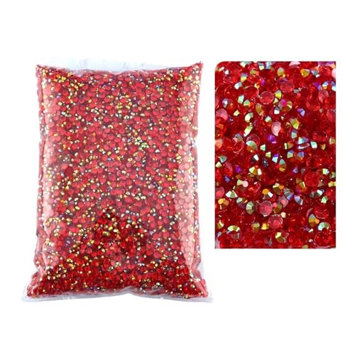 SQING Bulk Jelly Color AB Transparent AB 2mm, 3mm, 4mm, 5mm, 6mm Facetten FlatBack Resin Strass Nail Art Kleidungsstück Dekoration(Tm- Dark red AB,2mm SS6-10000pcs) von SQING