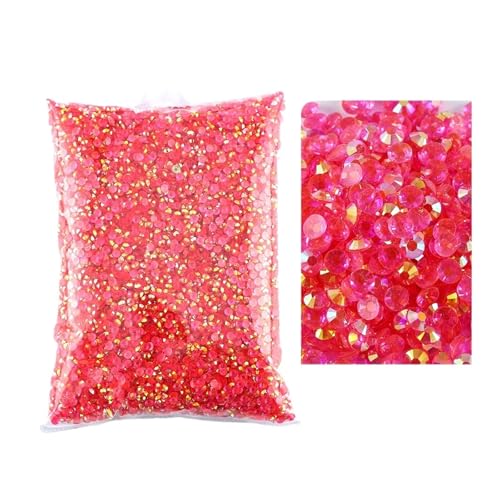 SQING Bulk Jelly Color AB Transparent AB 2mm, 3mm, 4mm, 5mm, 6mm Facetten FlatBack Resin Strass Nail Art Kleidungsstück Dekoration(Tm-Dark rose AB,4mm SS16-5000pcs) von SQING