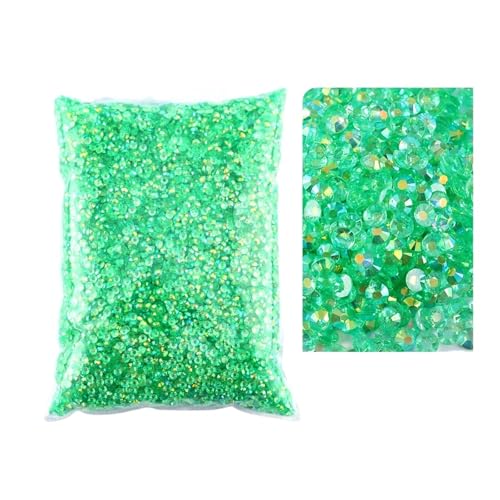 SQING Bulk Jelly Color AB Transparent AB 2mm, 3mm, 4mm, 5mm, 6mm Facetten FlatBack Resin Strass Nail Art Kleidungsstück Dekoration(Tm- Green AB,4mm SS16-5000pcs) von SQING