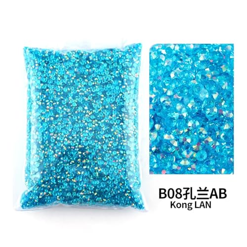 SQING Bulk Jelly Color AB Transparent AB 2mm, 3mm, 4mm, 5mm, 6mm Facetten FlatBack Resin Strass Nail Art Kleidungsstück Dekoration(Tm- Kong Lan AB,3mm SS10-10000pcs) von SQING