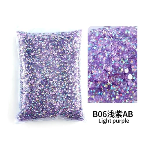 SQING Bulk Jelly Color AB Transparent AB 2mm, 3mm, 4mm, 5mm, 6mm Facetten FlatBack Resin Strass Nail Art Kleidungsstück Dekoration(Tm-Light amethyst AB,4mm SS16-5000pcs) von SQING