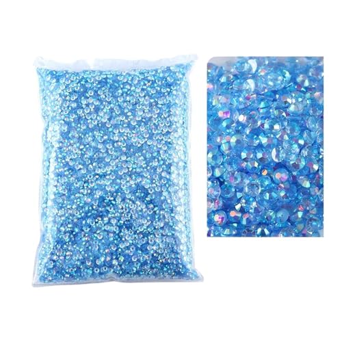 SQING Bulk Jelly Color AB Transparent AB 2mm, 3mm, 4mm, 5mm, 6mm Facetten FlatBack Resin Strass Nail Art Kleidungsstück Dekoration(Tm- Light blue AB,4mm SS16-5000pcs) von SQING