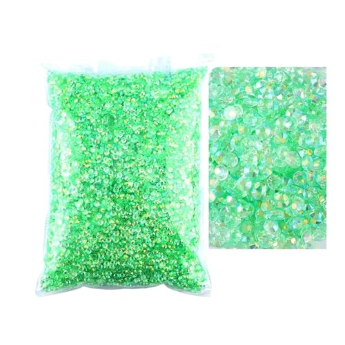 SQING Bulk Jelly Color AB Transparent AB 2mm, 3mm, 4mm, 5mm, 6mm Facetten FlatBack Resin Strass Nail Art Kleidungsstück Dekoration(Tm- Light green AB,2mm SS6-10000pcs) von SQING