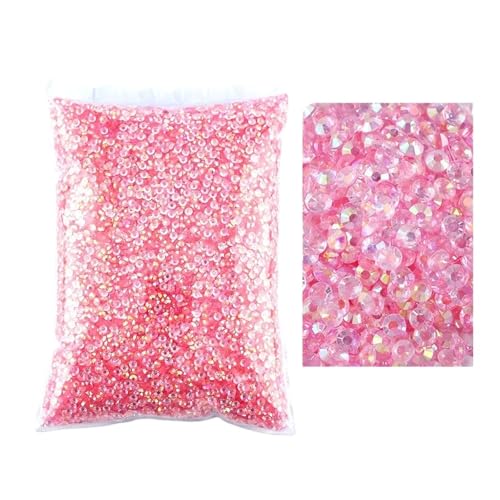 SQING Bulk Jelly Color AB Transparent AB 2mm, 3mm, 4mm, 5mm, 6mm Facetten FlatBack Resin Strass Nail Art Kleidungsstück Dekoration(Tm- Pink AB,3mm SS10-10000pcs) von SQING