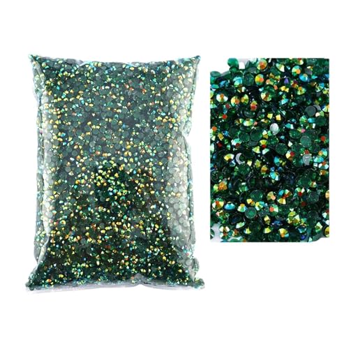 SQING Bulk Jelly Color AB Transparent AB 2mm, 3mm, 4mm, 5mm, 6mm Facetten FlatBack Resin Strass Nail Art Kleidungsstück Dekoration(Tm-dark green,3mm SS10-10000pcs) von SQING