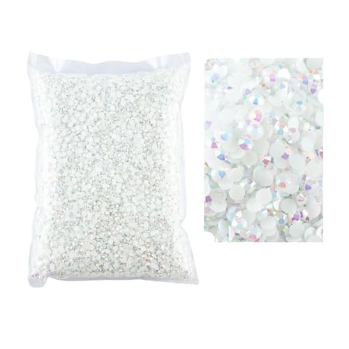 SQING Bulk Jelly Color AB Transparent AB 2mm, 3mm, 4mm, 5mm, 6mm Facetten FlatBack Resin Strass Nail Art Kleidungsstück Dekoration(White AB,3mm SS10-10000pcs) von SQING