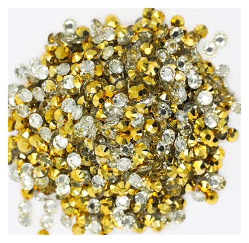 SQING Goldfarbene Hämatit-Strasssteine, 3–6 mm, flache Rückseite, nicht Hotfix-Harz, in Großpackung, Kunststoff-Nagelkunst-Dekoration for Kleidungsstücke(3mm 100000pcs) von SQING