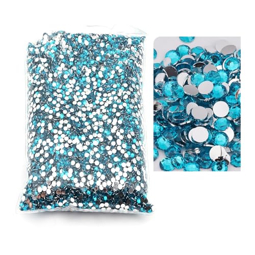 SQING Großes Paket, 2–6 mm, Kunstharz, nicht Hotfix-Strasssteine, Bulk-Großhandel, flache Rückseite, Kunststoff-Kristalle, Nagel-DIY-Glitzerstein(Cape Blue,2mm SS6-10000pcs) von SQING