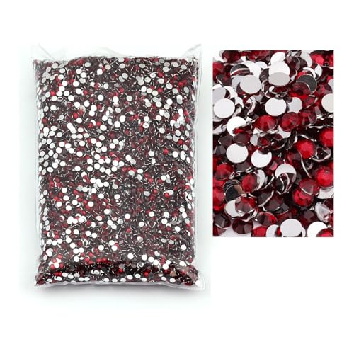 SQING Großes Paket, 2–6 mm, Kunstharz, nicht Hotfix-Strasssteine, Bulk-Großhandel, flache Rückseite, Kunststoff-Kristalle, Nagel-DIY-Glitzerstein(Crimson,3mm SS10-10000pcs) von SQING