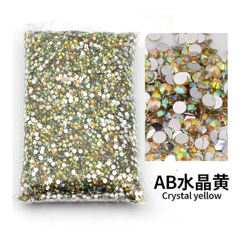 SQING Großes Paket, 2–6 mm, Kunstharz, nicht Hotfix-Strasssteine, Bulk-Großhandel, flache Rückseite, Kunststoff-Kristalle, Nagel-DIY-Glitzerstein(Crystal Yellow AB,5mm SS20-3000pcs) von SQING