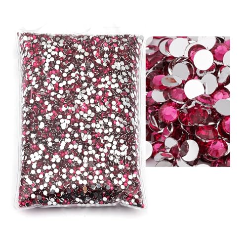 SQING Großes Paket, 2–6 mm, Kunstharz, nicht Hotfix-Strasssteine, Bulk-Großhandel, flache Rückseite, Kunststoff-Kristalle, Nagel-DIY-Glitzerstein(Deep Rose,5mm SS20-3000pcs) von SQING