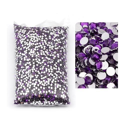 SQING Großes Paket, 2–6 mm, Kunstharz, nicht Hotfix-Strasssteine, Bulk-Großhandel, flache Rückseite, Kunststoff-Kristalle, Nagel-DIY-Glitzerstein(Deep purple,3mm SS10-10000pcs) von SQING