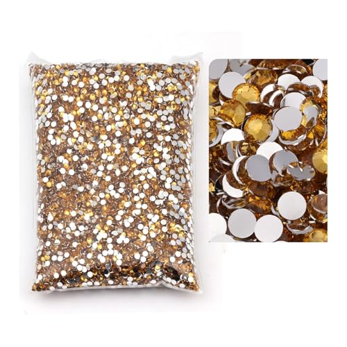 SQING Großes Paket, 2–6 mm, Kunstharz, nicht Hotfix-Strasssteine, Bulk-Großhandel, flache Rückseite, Kunststoff-Kristalle, Nagel-DIY-Glitzerstein(Golden,6mm SS30-1000pcs) von SQING