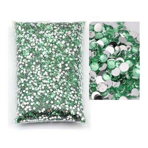 SQING Großes Paket, 2–6 mm, Kunstharz, nicht Hotfix-Strasssteine, Bulk-Großhandel, flache Rückseite, Kunststoff-Kristalle, Nagel-DIY-Glitzerstein(Grass green,2mm SS6-10000pcs) von SQING