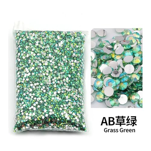 SQING Großes Paket, 2–6 mm, Kunstharz, nicht Hotfix-Strasssteine, Bulk-Großhandel, flache Rückseite, Kunststoff-Kristalle, Nagel-DIY-Glitzerstein(Grass green AB,2mm SS6-10000pcs) von SQING