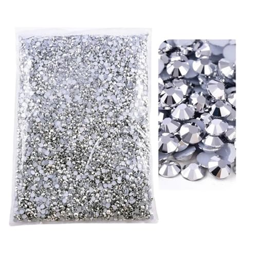 SQING Großes Paket, 2–6 mm, Kunstharz, nicht Hotfix-Strasssteine, Bulk-Großhandel, flache Rückseite, Kunststoff-Kristalle, Nagel-DIY-Glitzerstein(Mineral silver,3mm SS10-10000pcs) von SQING