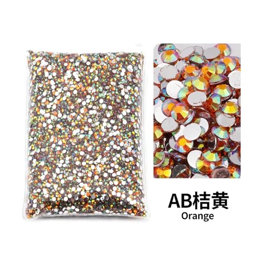 SQING Großes Paket, 2–6 mm, Kunstharz, nicht Hotfix-Strasssteine, Bulk-Großhandel, flache Rückseite, Kunststoff-Kristalle, Nagel-DIY-Glitzerstein(Orange AB,3mm SS10-10000pcs) von SQING