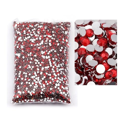 SQING Großes Paket, 2–6 mm, Kunstharz, nicht Hotfix-Strasssteine, Bulk-Großhandel, flache Rückseite, Kunststoff-Kristalle, Nagel-DIY-Glitzerstein(Scarlet,2mm SS6-10000pcs) von SQING