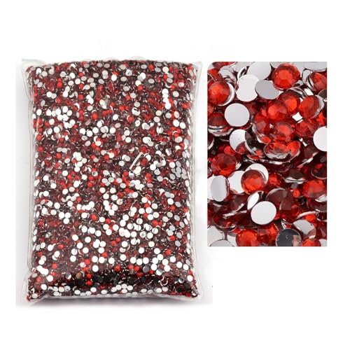 SQING Großes Paket, 2–6 mm, Kunstharz, nicht Hotfix-Strasssteine, Bulk-Großhandel, flache Rückseite, Kunststoff-Kristalle, Nagel-DIY-Glitzerstein(Sun Red,6mm SS30-1000pcs) von SQING