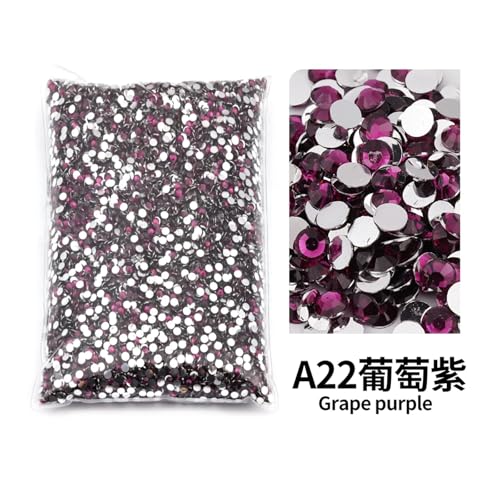 SQING Großes Paket, 2–6 mm, Kunstharz, nicht Hotfix-Strasssteine, Bulk-Großhandel, flache Rückseite, Kunststoff-Kristalle, Nagel-DIY-Glitzerstein(Violet,6mm SS30-1000pcs) von SQING