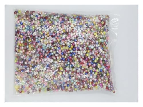 SQING Großpackung 1,5 mm ~ 14 mm Kunstperlen Elfenbeinweiß AB Mehrfarbige halbrunde Perle mit flacher Rückseite ABS-Kunststoff DIY Nail Art Glitzer(Mix Colors,2mm 10000pcs) von SQING