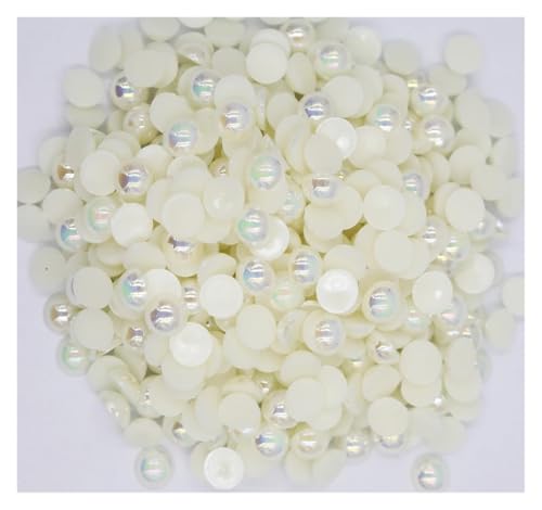 SQING Großpackung ABS-Perlen mit flacher Rückseite, geleefarben, weiß AB, beige AB, runde Halbperlen, Kunstplastik-Halbperle(Pearl White AB,8mm 2000pcs) von SQING