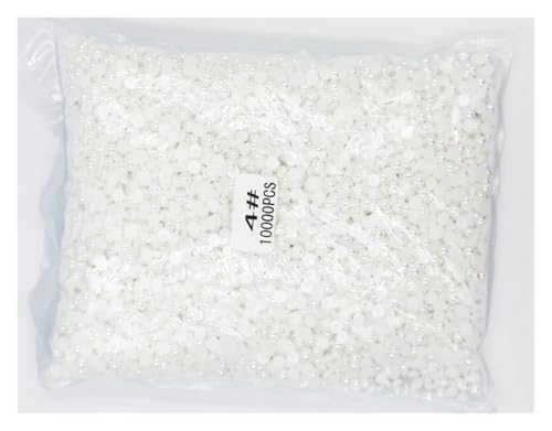 SQING Großpackung ABS-Perlen mit flacher Rückseite, geleefarben, weiß AB, beige AB, runde Halbperlen, Kunstplastik-Halbperle(Pure White AB,10mm 2000pcs) von SQING